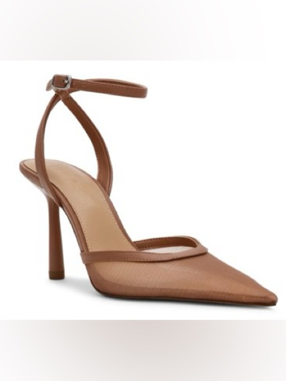 Steve Madden Alliance Brown Pointed-Toe Ankle-Strap Stiletto Pump